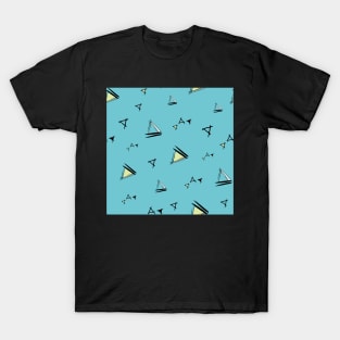 Doodle Triangles on a blue background T-Shirt